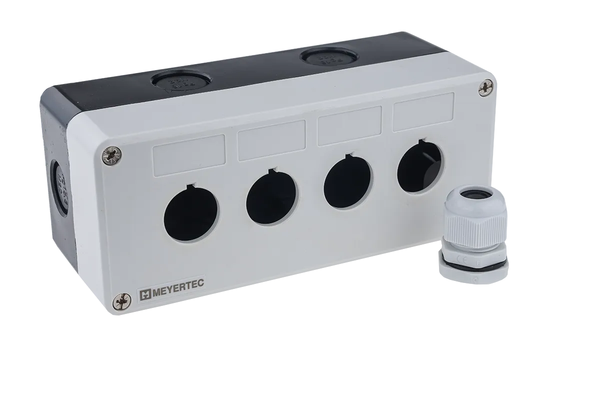 Корпус кнопочного поста, 4 отверстия, серый, IP54