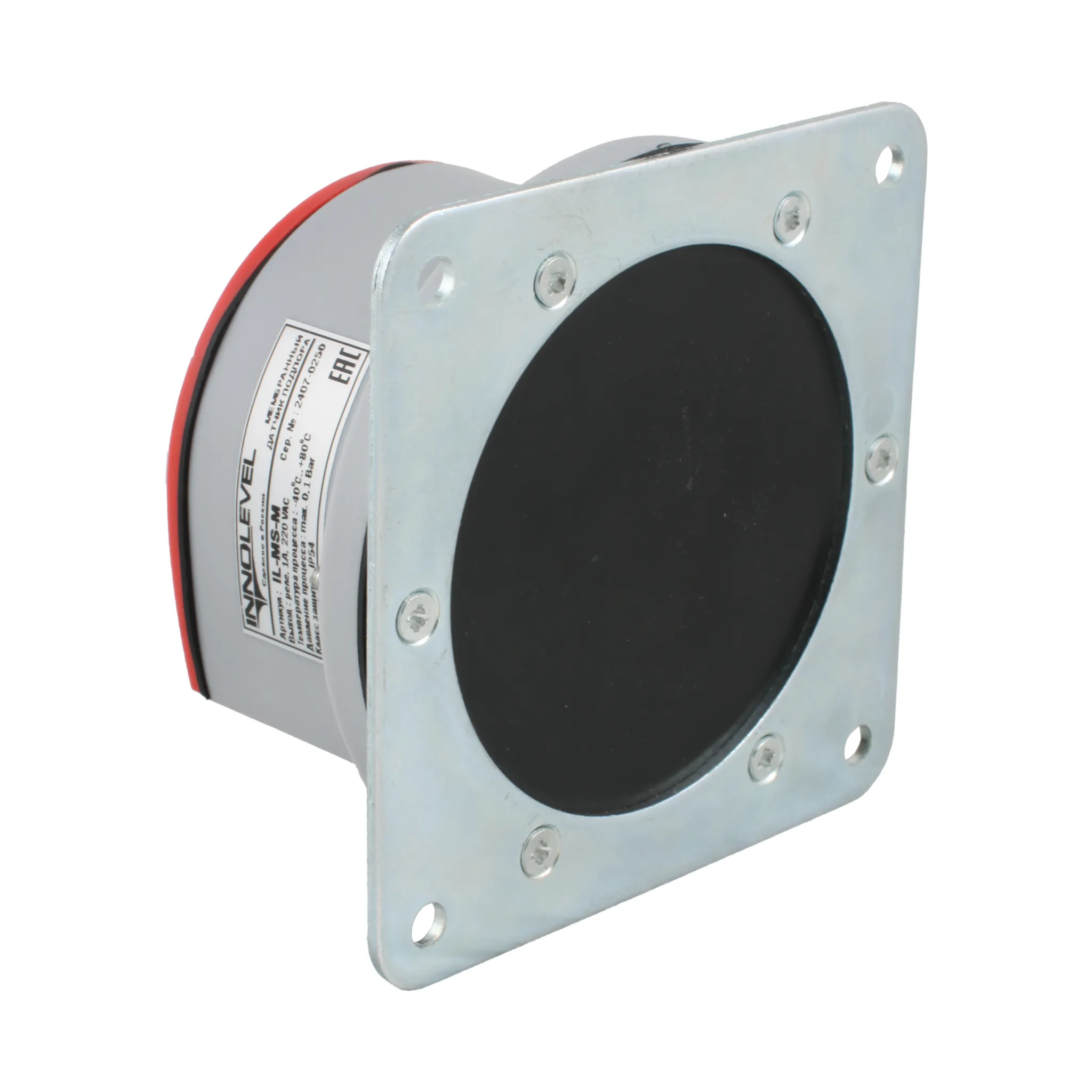 Мембранный датчик подпора для сыпучих материалов в пластиковом корпусе (аналог СУМ-1), -40 +80 С, IP54, чувств. от 100 г/л; соединение- фланец 114x114 мм, мембрана- NBR, выход- реле SPDT