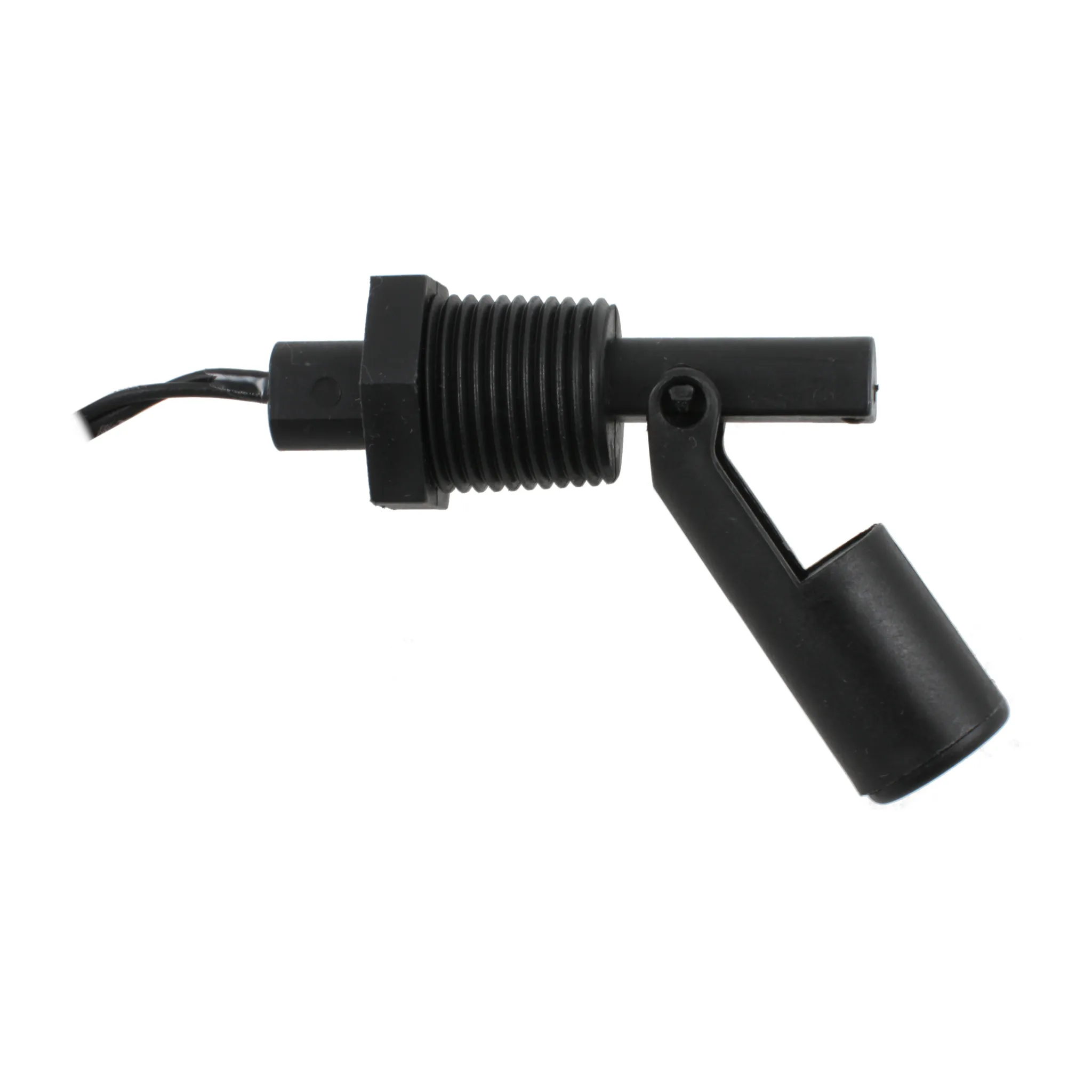 Поплавковый датчик уровня жидкости, горизонтальное исполнение, -20 +80 С, соединение- резьба 1/2"NPT полипропилен, кабель 500 мм, поплавок - полипропилен